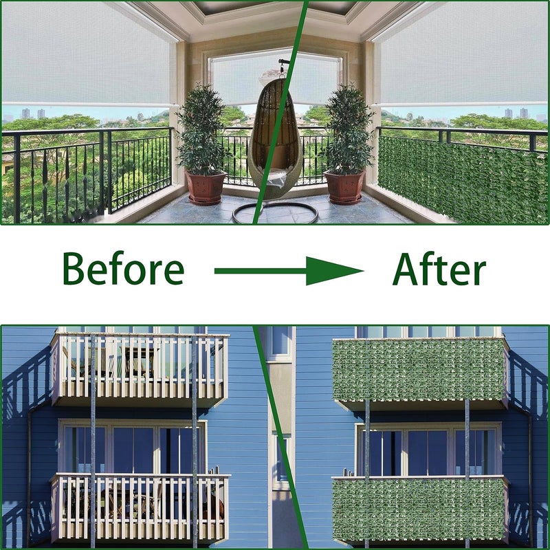 ODTORY Artificial Fence Privacy Screen: 4FT x 20FT UV-Anti Faux Greenery Backdrop Ivy Chain Link Shades Panels for Patio, Balcony, Garden,Deck,Backyard Indoor Outdoor Green Wall Decor - Image 4